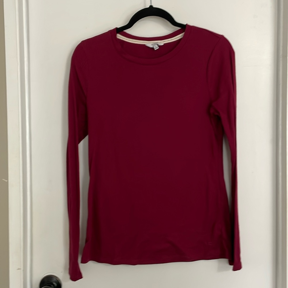 Crown & Ivy Long Sleeve Ribbed T-Shirt Sz M